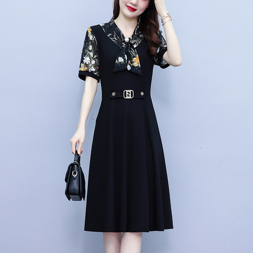 大码a字裙雪纺碎花遮肚显瘦