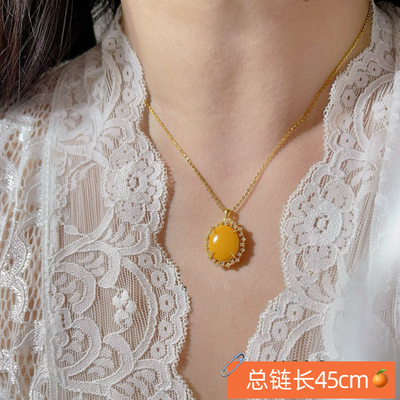 柏拉翡丽S925纯银项链轻奢小众设计高级感锁骨链蜜蜡精致00027