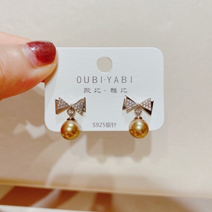 夸张日韩蝴蝶结珍珠耳环6419 气质个性 欧比雅比新款 甜美网红时尚