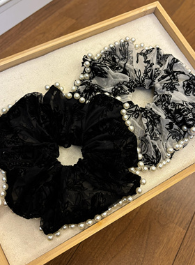 气质大肠发圈珍珠边皮筋头饰扎头头绳超仙高弹力发绳发饰品88045