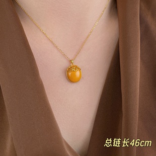 柏拉翡丽S925纯银项链新款高级感轻奢精致小众蜜蜡锁骨链00128