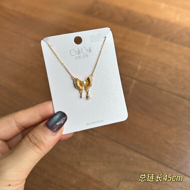 古丽古丽S925纯银项链轻奢小众设计高级感锁骨链蝴蝶精致081318