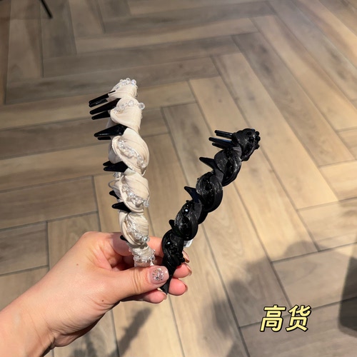 超仙网纱波浪发箍k女网纱高颅顶洗脸带齿发防滑碎发头箍新款0109