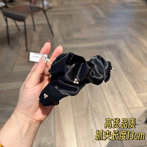 新款韩版手工时尚褶皱百搭简约小众设计高级感抓夹发饰发夹1045