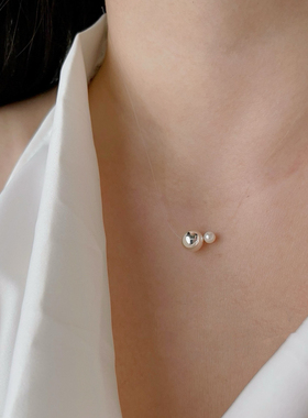 欧比雅比大小珠子不对称珍珠项链女清新优雅锁骨链饰品ins25626