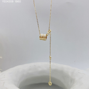 古丽古丽新款 桶珠贝壳简约7502 S925银锁骨链项链气质百搭可爱时尚