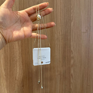 欧比雅比新款银可抽拉Y型长款项链女简约ins风毛衣链配饰潮05302