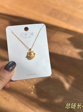 古丽古丽S925纯银项链锁骨链招财猫吊坠精致百搭时尚高级感08484