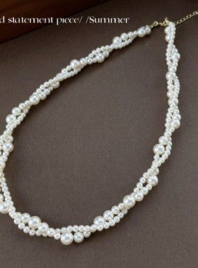 古丽古丽S925纯银项链锁骨链法式复古高级感简约小众双层05580