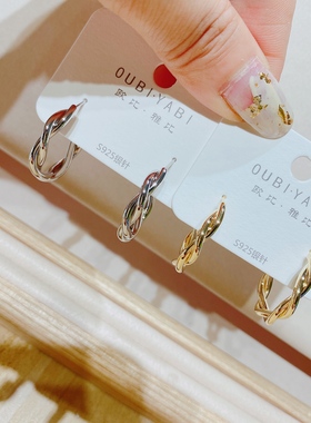 欧比雅比新款甜美网红时尚气质个性夸张日韩编织款圈耳环5876
