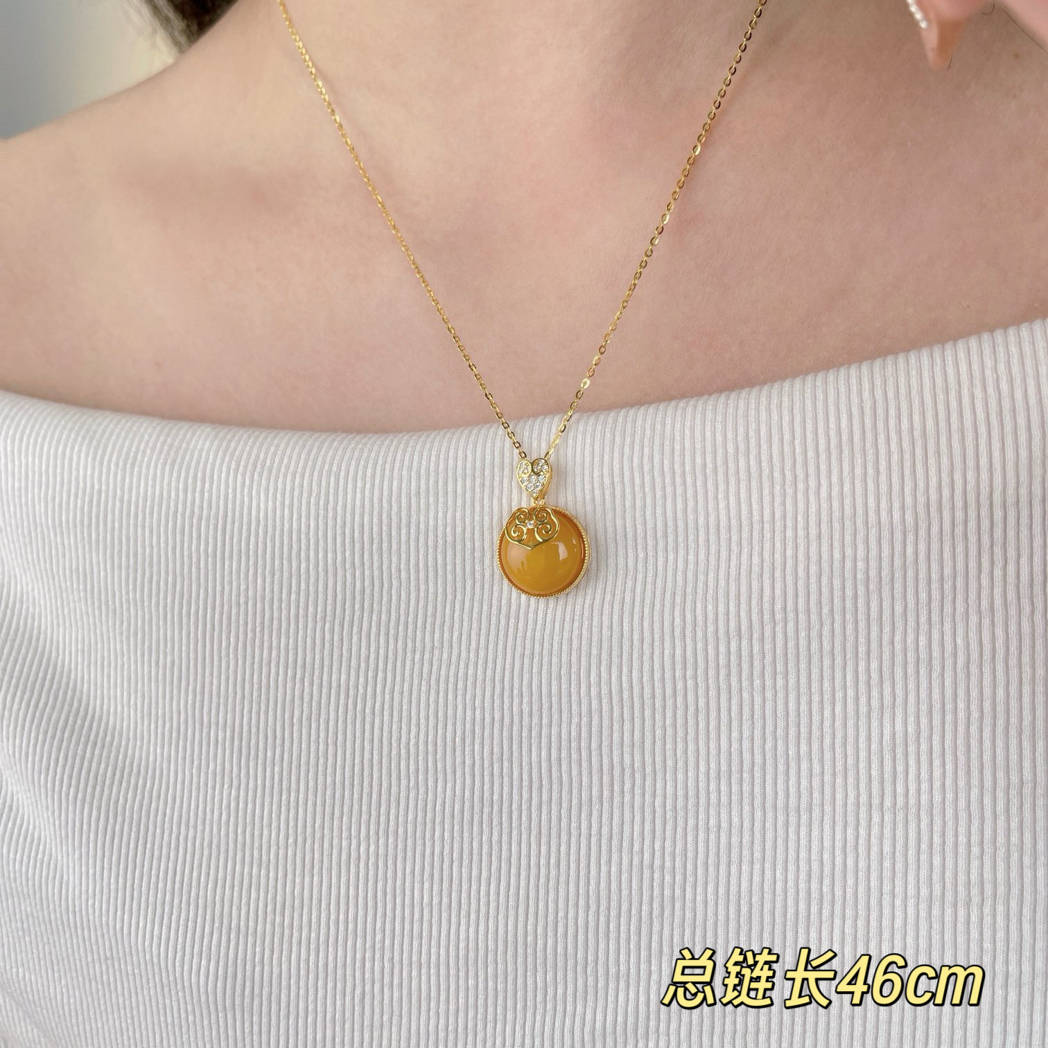 柏拉翡丽S925纯银项链新款高级感轻奢小众蜜蜡锁骨链00051