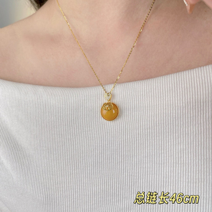 柏拉翡丽S925纯银项链新款高级感轻奢小众蜜蜡锁骨链00051