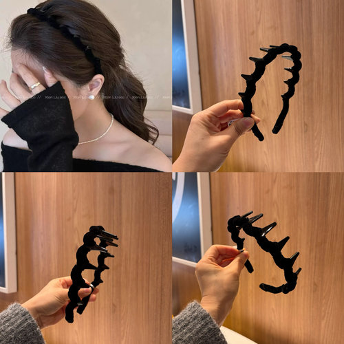 丝绒波浪发箍女带齿防滑头箍高颅顶发卡秋冬洗脸发饰9388500