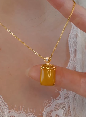 柏拉翡丽S925纯银项链轻奢小众设计高级感锁骨链蜜蜡精致00093