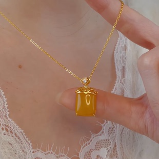 柏拉翡丽S925纯银项链轻奢小众设计高级感锁骨链蜜蜡精致00093