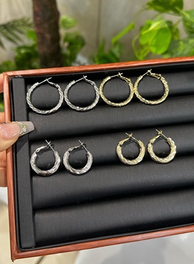 欧比雅比气质百搭高级感轻奢简约精致时尚温柔麻花耳圈耳环44990