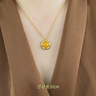 柏拉翡丽S925纯银项链轻奢小众设计高级感锁骨链蜜蜡精致000180