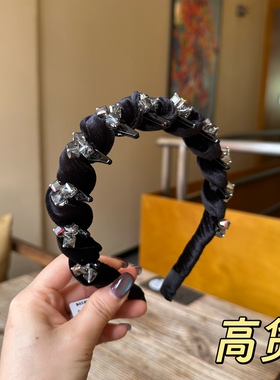 赫本风精致绒布发箍压发头箍高颅顶高级感轻奢水晶气质头饰0356