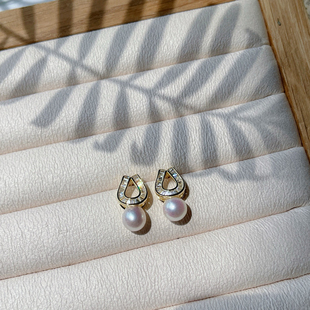 古丽古丽S925纯银海水珍珠高级感耳饰轻奢耳钉精致法式耳环00264