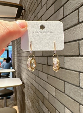 新款气质冷淡风高级感INS风淑女双环款耳饰个性百搭耳环7988