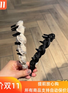 超仙网纱波浪发箍k女网纱高颅顶洗脸带齿发防滑碎发头箍新款0109