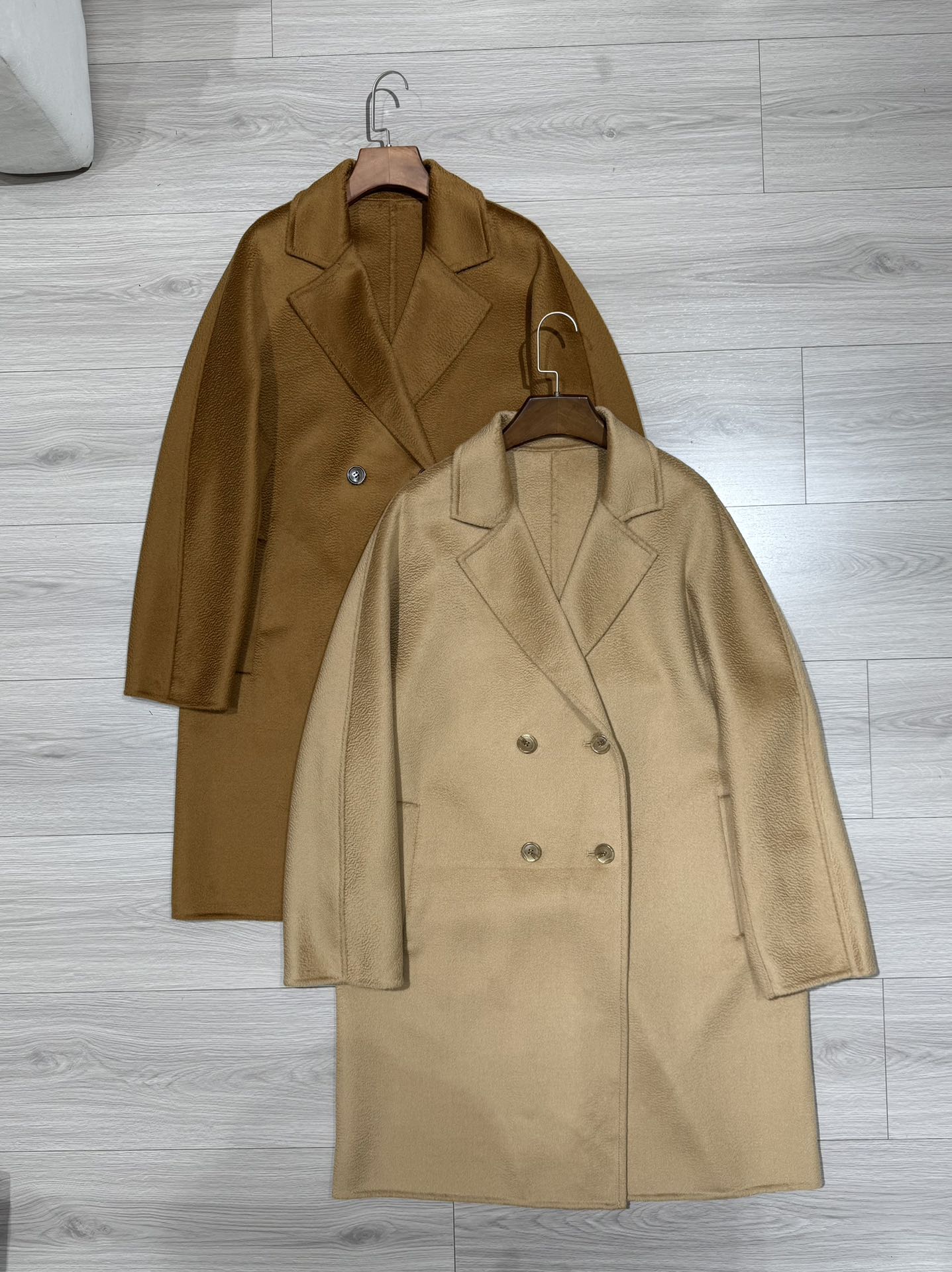 高端品牌秋冬通勤百搭双排扣宽松加厚100%羊毛双面羊绒大衣外套