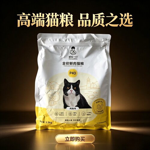 【减油升级】诚实一口P40鲜肉成猫粮PLUS冻干双拼乳鸽幼猫粮1.5kg