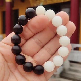 一念之间天然野生无患子菩提根黑白手串男女士时尚菩提子手链礼品