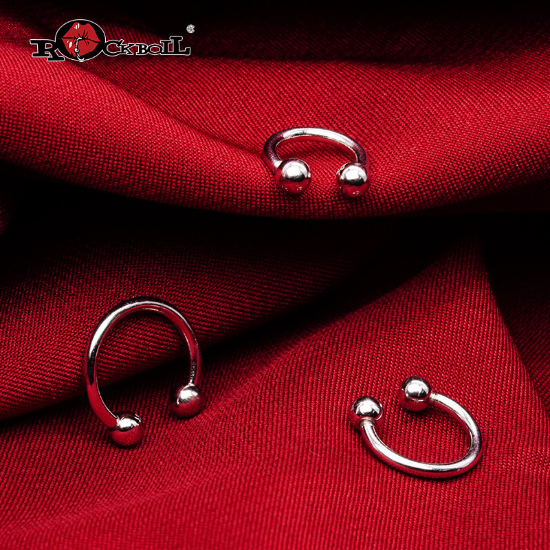 热波穿刺饰品925纯银养洞耳环马蹄环唇环女耳骨环鼻环耳骨环穿孔