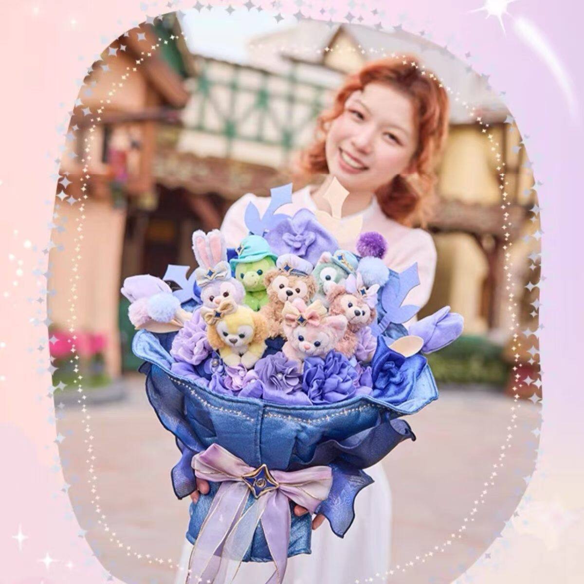 上海迪士尼乐园代购10周年庆典达菲和朋友们七宝花束毛绒花束礼物
