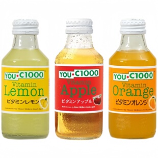 印尼进口YOUC1000碳酸饮料140ml柠檬橙子苹果果汁汽水玻璃瓶装 0脂