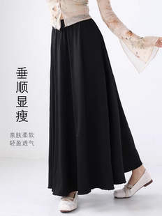 春夏款汉服衬裙马面裙内衬保暖内搭防静电黑色打底半身裙修身无痕