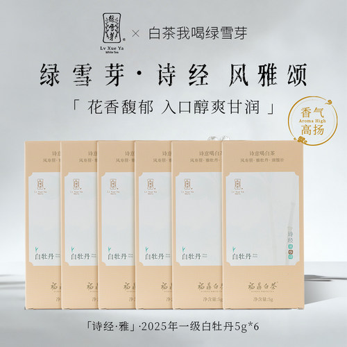 绿雪芽福鼎白茶诗经白牡丹5g*6