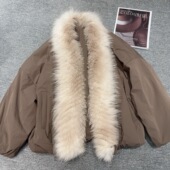 2026冬季 新款 毛领可拆卸皮草毛领拼接派克宽松羽绒服短外套上衣女