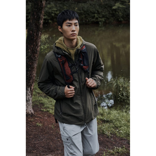 K2韩国代购26秋男士户外登山徒步休闲防风可拆连帽冲锋衣夹克外套