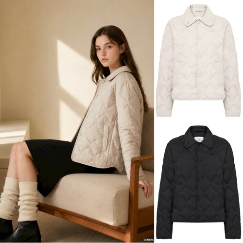 EIDER 韩国代购直邮26冬女士户外轻量菱格翻领棉混纺鹅绒羽绒服