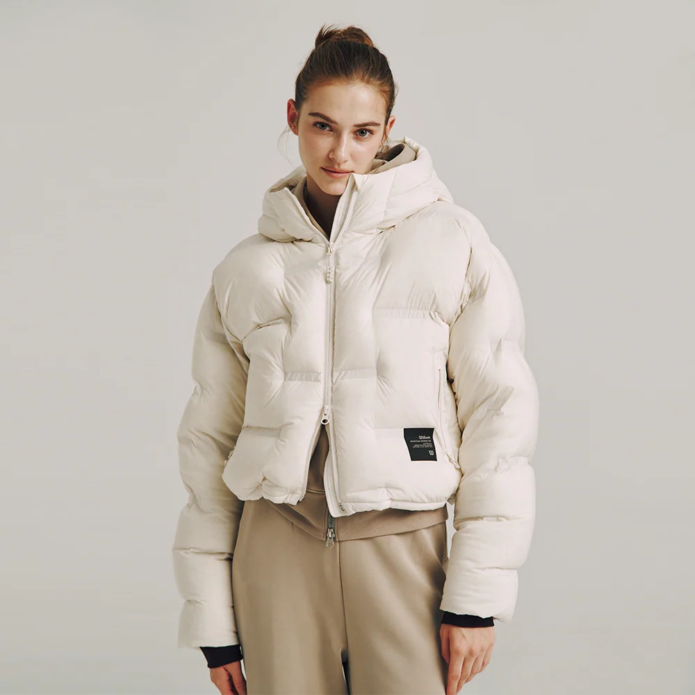 韩国代购 Wilson/威尔胜25冬女士运动轻便连帽短款网球鸭绒羽绒服