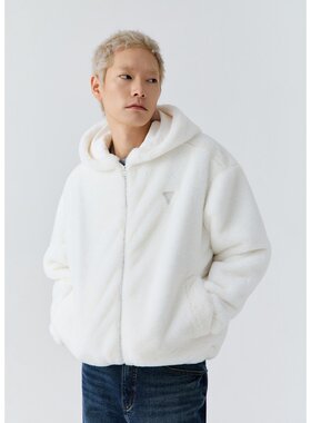 GUESS/盖尔斯韩国代购26冬男女经典小标环保皮草防风保暖连帽外套