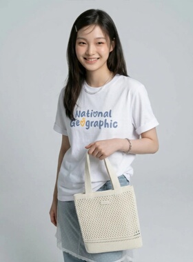 NATIONA韩国代购L26夏女士运动休闲轻量耐久编织大容量单肩手提包