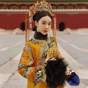 贵妃清朝皇太后服装皇后吉服清代女宫廷故宫印花中国古装氅衣旗装