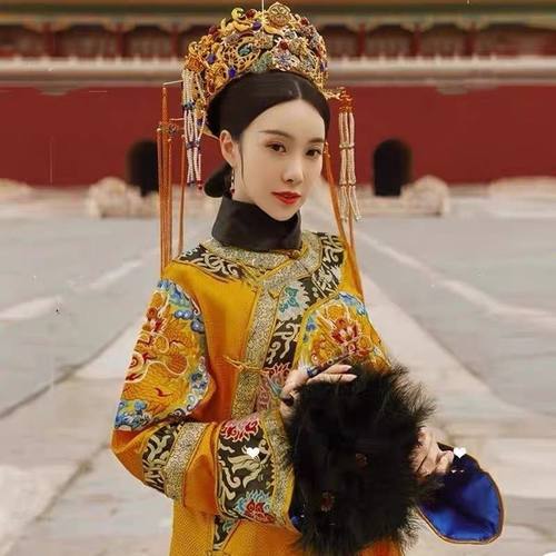 贵妃清朝皇太后服装皇后吉服清代女宫廷故宫印花中国古装氅衣旗装