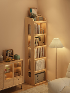 书架落地置物架出租屋小户型多层转角收纳柜简易展示架实木储物柜