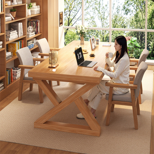 实木桌子家用电脑桌去客厅化大长书桌简约学习办公长条桌子工作台