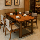 吃饭桌子餐饮商用长方形四人餐桌快餐店小吃店饭馆早餐店桌椅组合