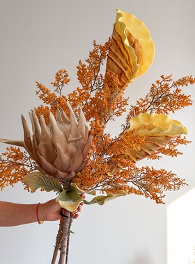 复古仿真秋色花束设计师款高级感