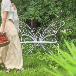 北欧铁艺蝴蝶椅户外庭院组合家具ins风水景休闲座椅花园阳台摄影