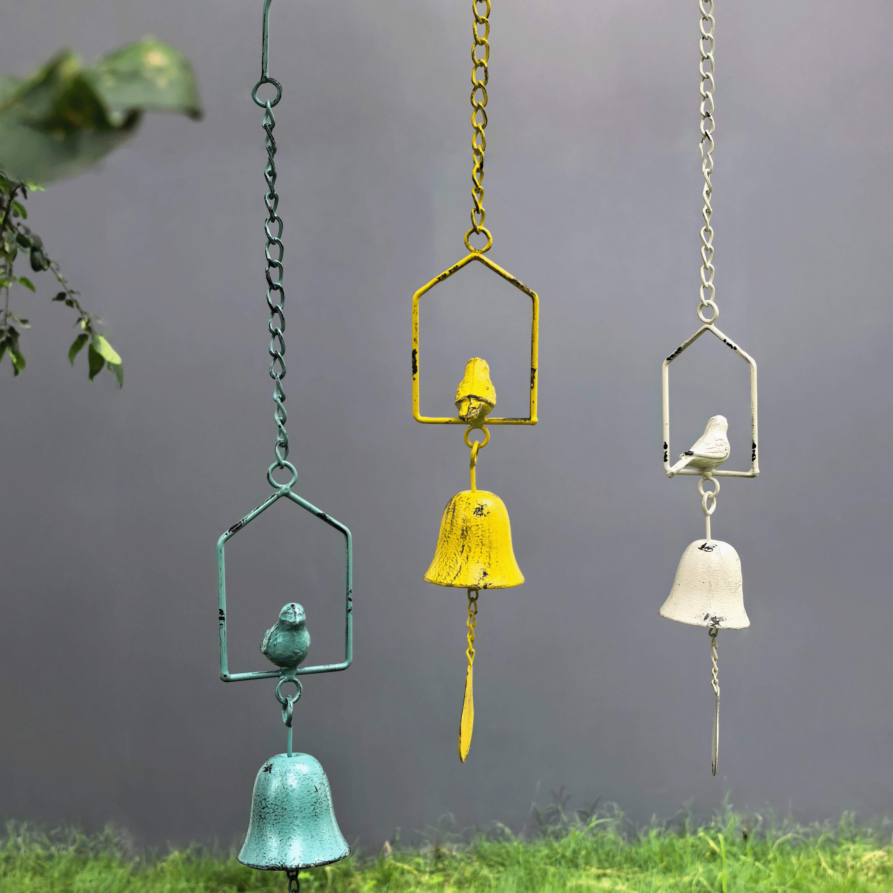 欧式铁艺小鸟风铃花园手摇铃铛
