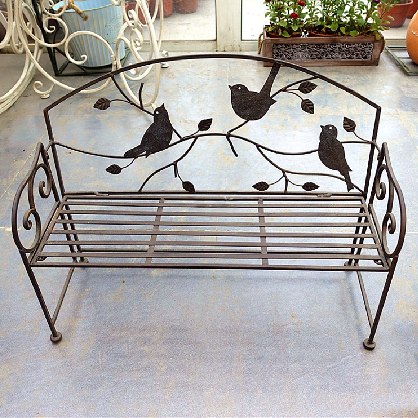 欧式铁艺花架复古做旧户外儿童椅