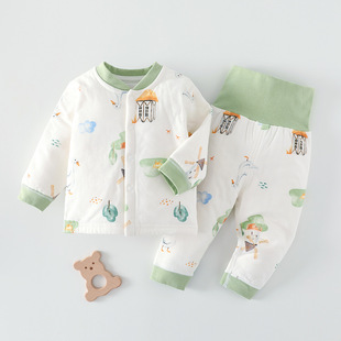 婴儿保暖内衣套装秋冬季宝宝棉衣加厚幼儿高腰秋衣裤夹棉睡衣纯棉