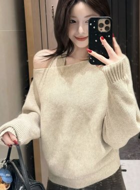 已到货  CHUN韩里韩气多种穿法秋冬气质华夫格宽松针织衫背心套装